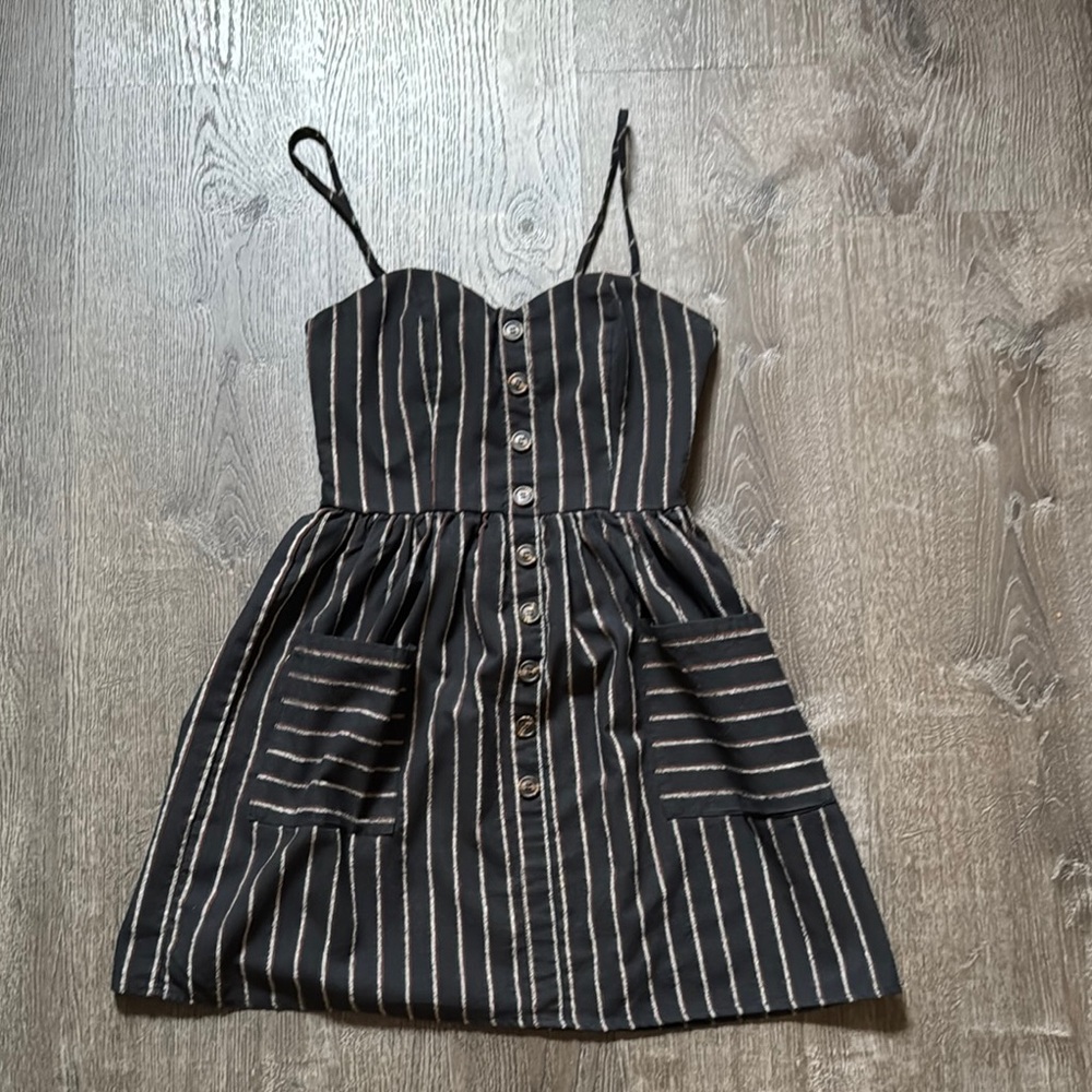 Striped Black and White Button-Down Dress